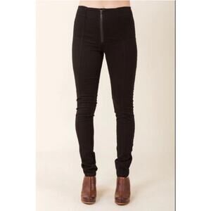 PRAIRIE UNDERGROUND DENIM GIRDLE LEGGINGS JEANS BLACK FRONT ZIPPER STRETCH XS